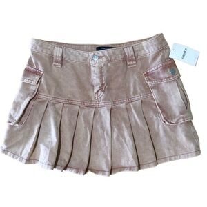 NWT Forever 21 Pleated Mini Skirt Denim Women’s Medium NEW praline